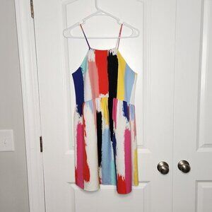 Crosby By Mollie Burch Abstract Watercolor Spaghetti Strap Dress